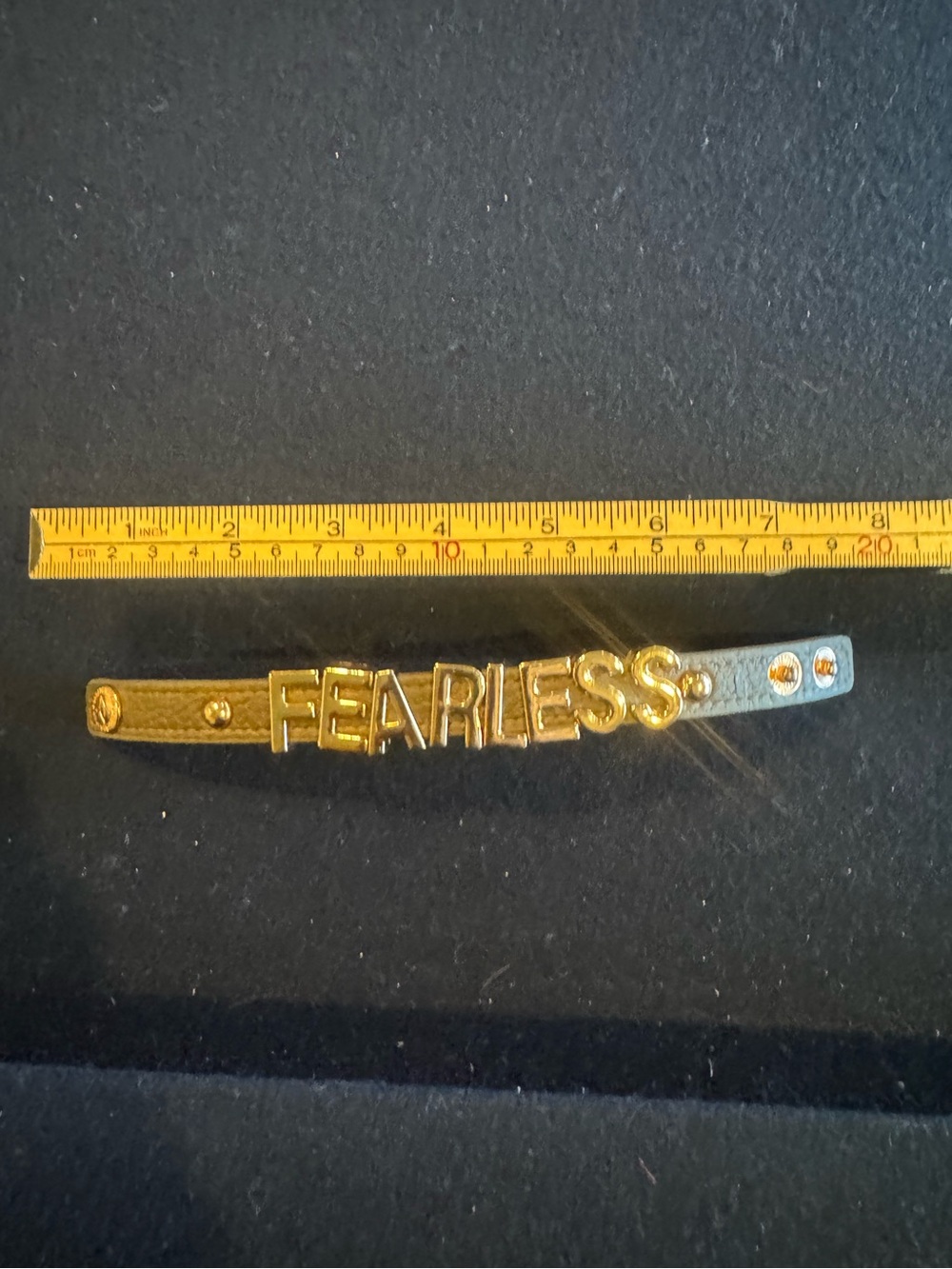 BCBGeneration Gold 'FEARLESS' Letter Bracelet with Brown Band